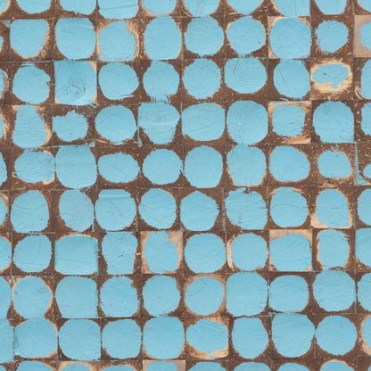 Bohemian Sky Blue Coconut Shell and Acacia Wood End Table