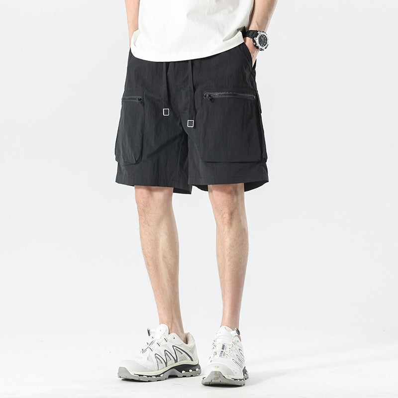 Ice-silk Work Shorts For Men Summer Thin Mid-length Pants