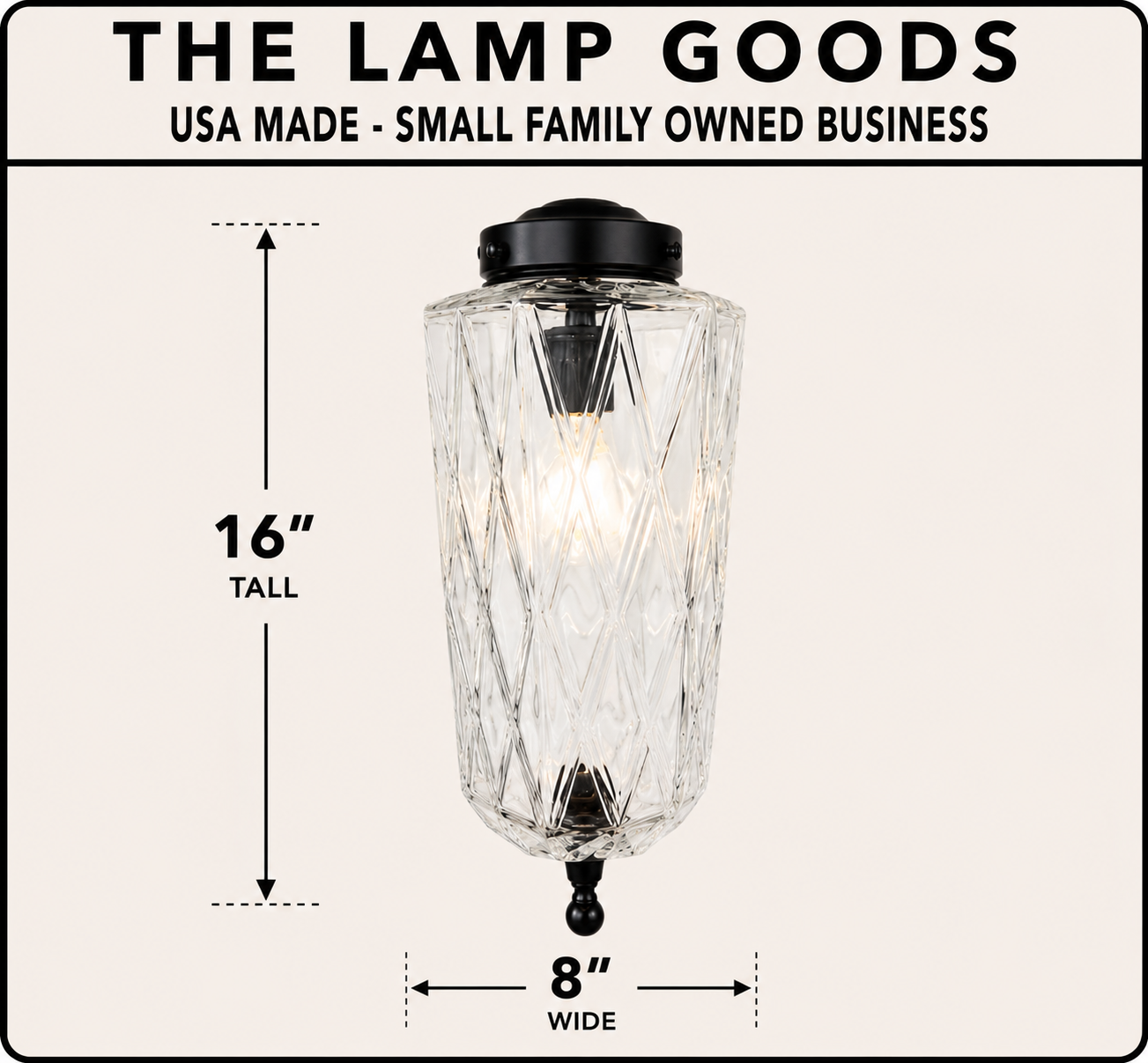Vintage Diamond Prism Glass Pendant Light