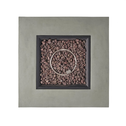 Contemporary 50,000 BTU Square MgO Fire Table with Clean Lines in Light Grey