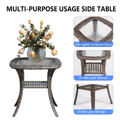 Outdoor Patio Swivel Chairs Set of 2 PE Rattan Gray