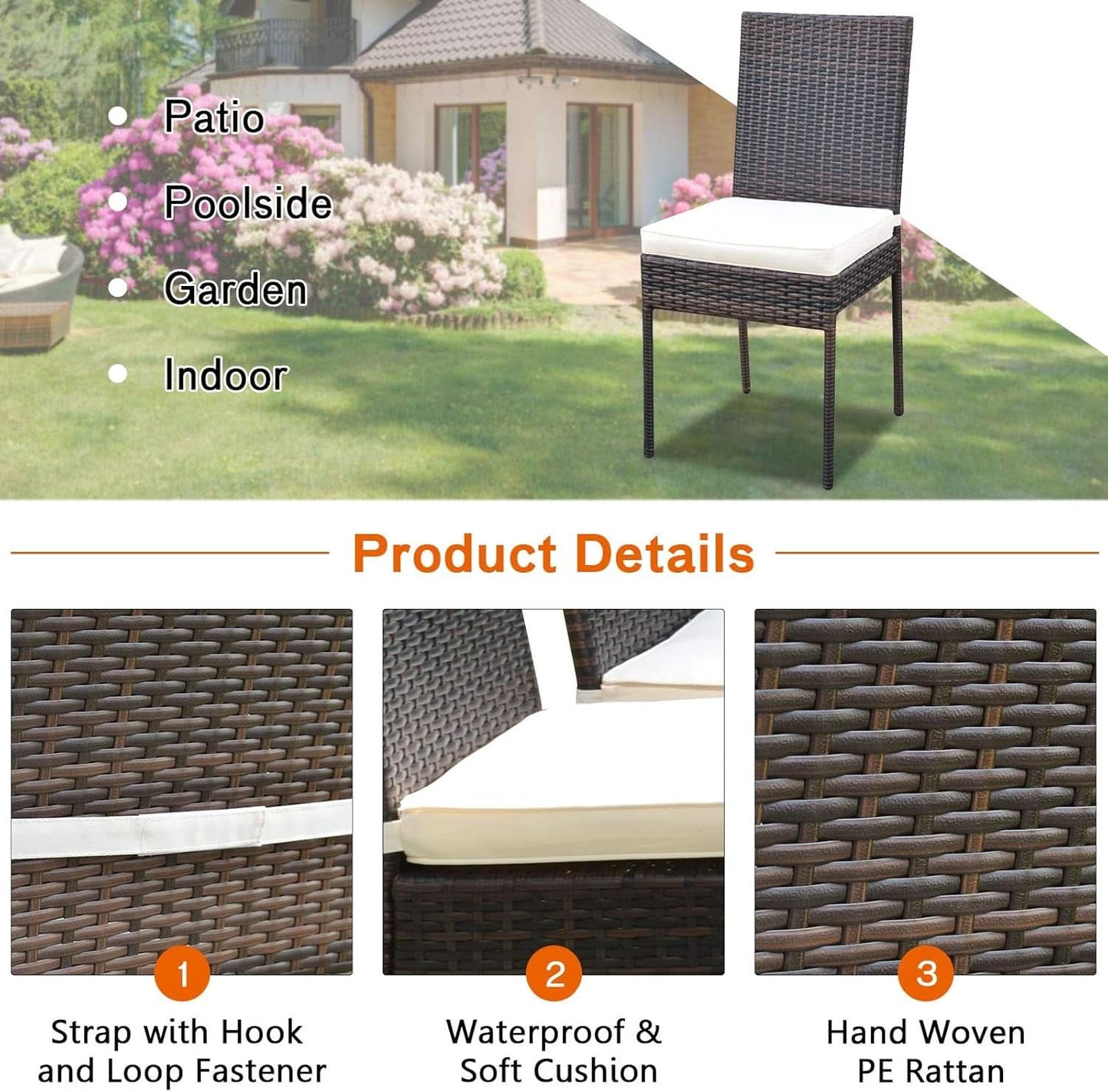 5 Piece Outdoor Patio Wicker Dining Set With Tempered Glass Table