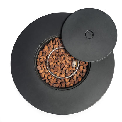 30 Inch Round Propane Gas Fire Pit Table 50000 BTU, Black