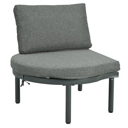 Outdoor Sectional Set PE Wicker Aluminum Gray Half Moon 6 Piece 300 LB