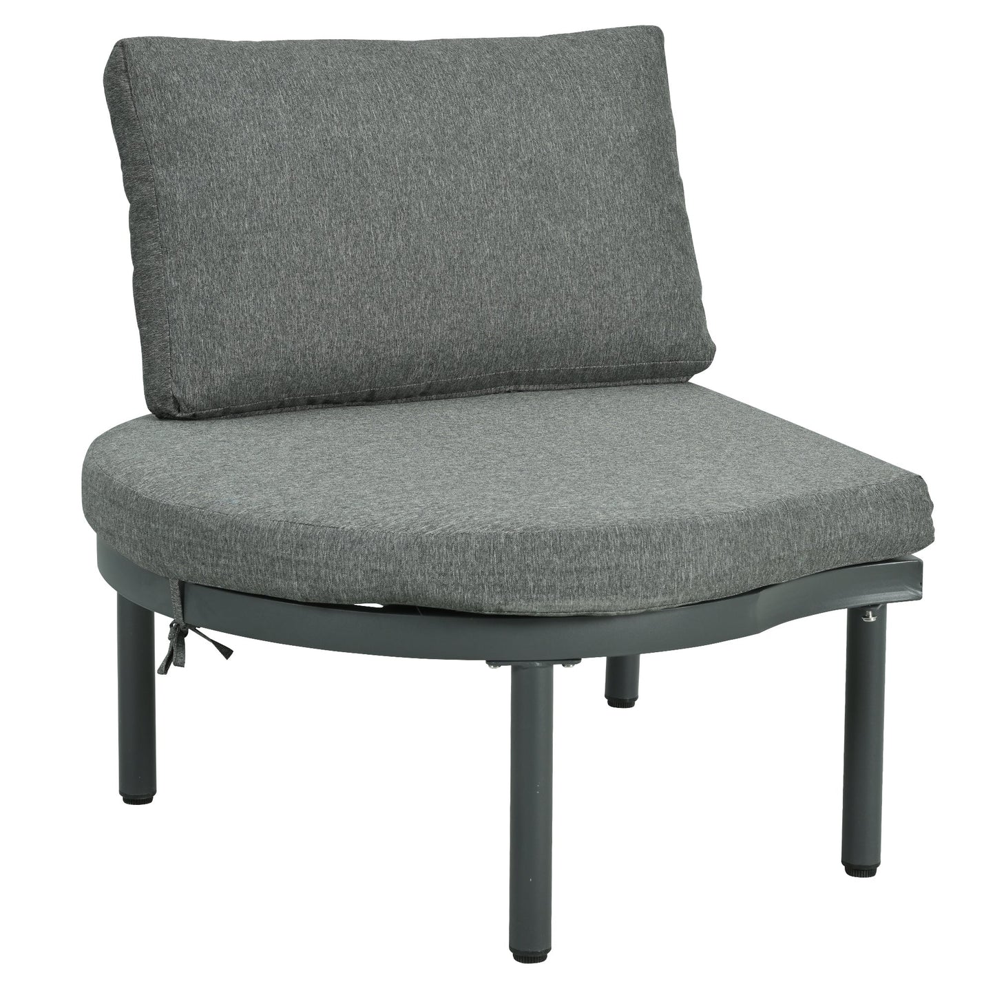 Outdoor Patio Set Half Moon Wicker Aluminum Gray 8 Piece 2 Tables