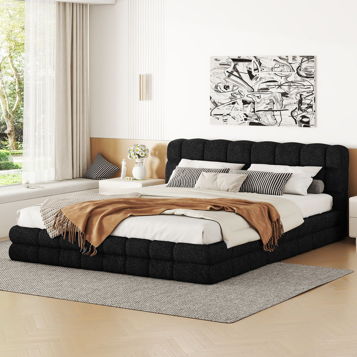 Upholstered Platform Bed With Headboard