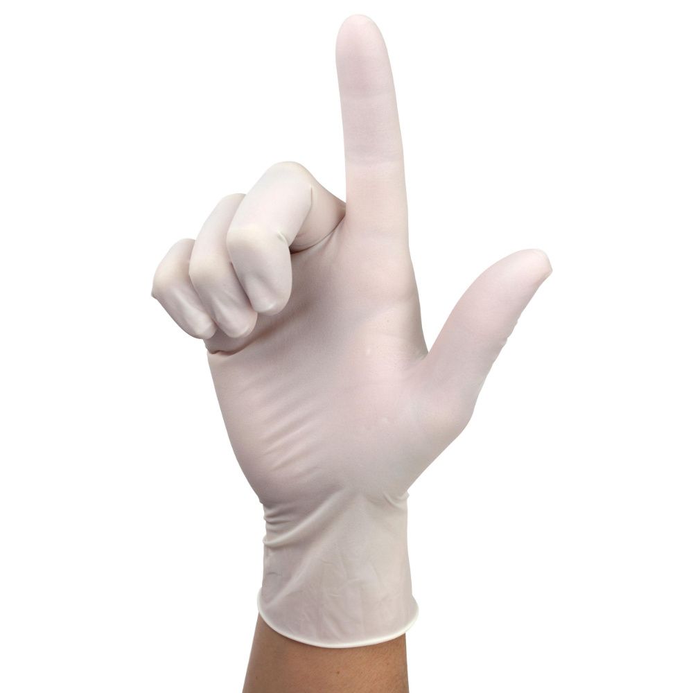 Dynarex Sensi Grip Latex Exam Gloves, Powder-Free, White - 100ea/bx, 10bxs/cs (1000 Count)