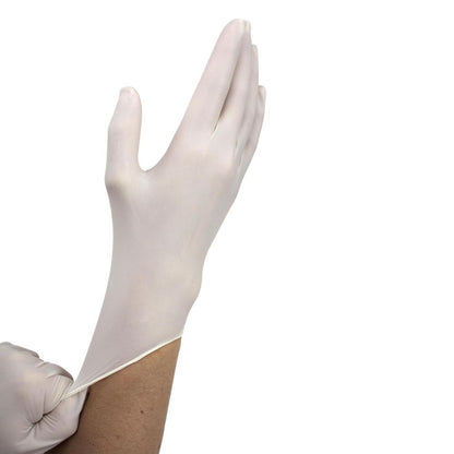 Dynarex Sensi Grip Latex Exam Gloves, Powder-Free, White - 100ea/bx, 10bxs/cs (1000 Count)