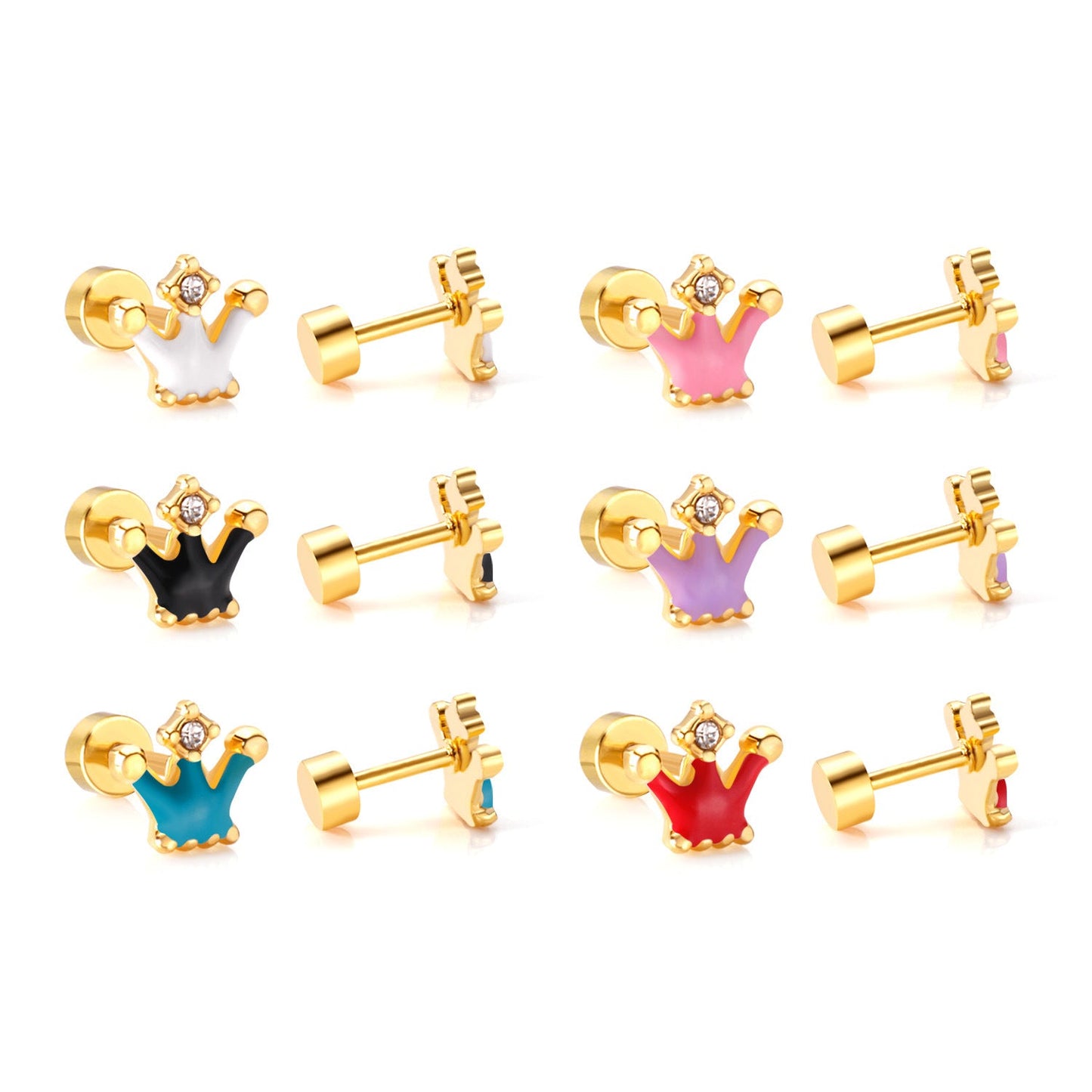Cute And Sweet Crown-flower Earrings Stainless Steel Stud Earrings