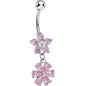 Pink Gem Twice as Nice Flower Dangle Belly Ring