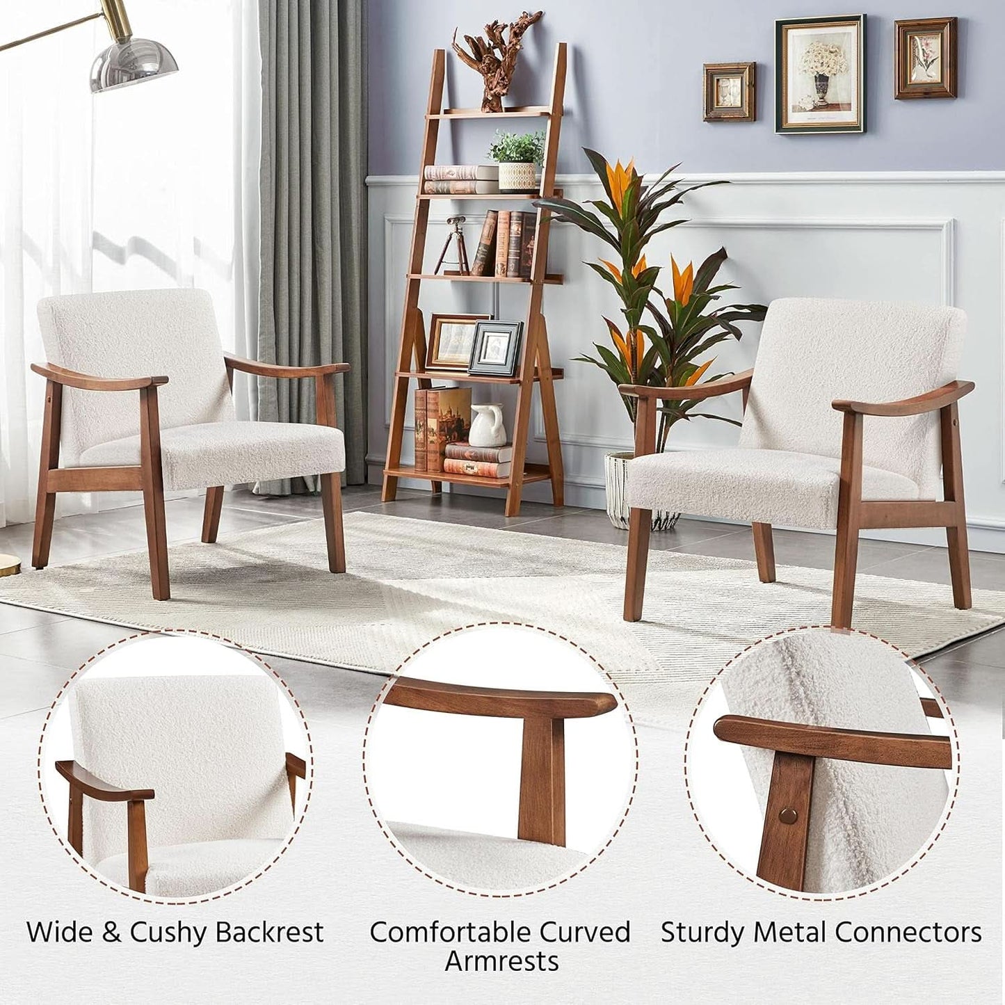 Ivory Professionally Upholstered Fabric Armchair High Back