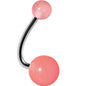 Pink Cloud Acrylic J-Bar Belly Ring