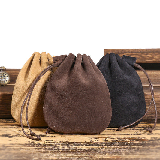 First-layer Cowhide Braided Drawstring Storage Pouch, A Wallet Thats Both Vintage And Stylish