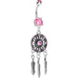 Pink Gem Mystical Black Dreamcatcher Dangle Belly Ring
