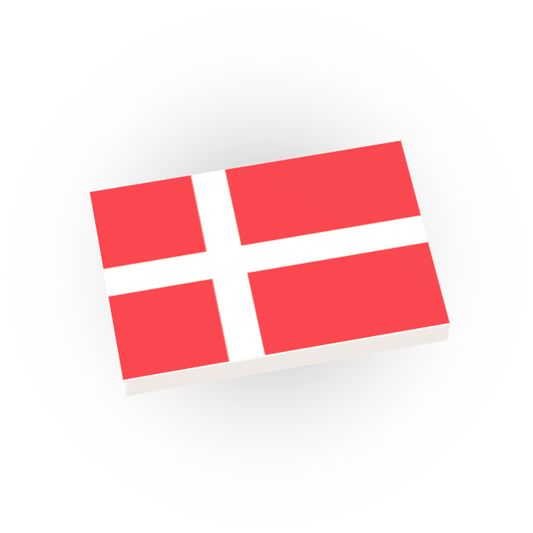 Denmark Country Flag - Custom Printed - Made Using a LEGO® Tile