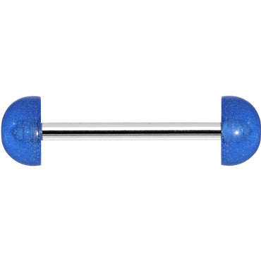 Blue Acrylic Half Ball Pixie Dust Barbell Tongue Ring