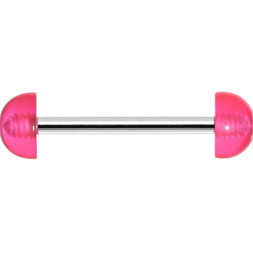 Pink Acrylic Half Ball Pixie Dust Barbell Tongue Ring