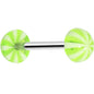 Green White Striped Acrylic Half Ball Barbell Tongue Ring