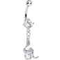 Clear Gem Squiggly Serpent Gem Dangle Belly Ring
