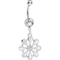 Clear Gem Pretty White Petals Flower Charm Belly Ring