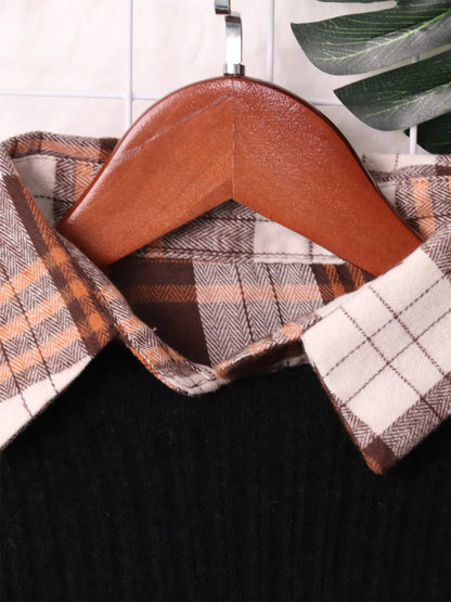 Plaid Long Sleeve Sweater Dress