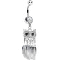 Clear Gem Majestic Owl Leaves Dangle Belly Ring