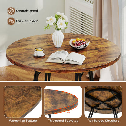 47 Inch Dining Table for 4-6 People Round Kitchen Table with Cross Base