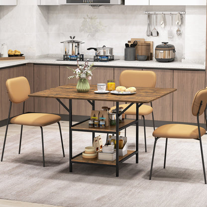 47 Inch Rectangular Dining Table with 2 Open Storage Shelves and Sturdy Metal Legs for 4-6