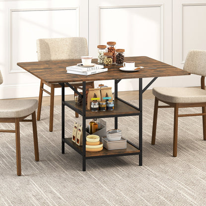 47 Inch Rectangular Dining Table with 2 Open Storage Shelves and Sturdy Metal Legs for 4-6