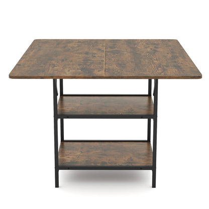 47 Inch Rectangular Dining Table with 2 Open Storage Shelves and Sturdy Metal Legs for 4-6