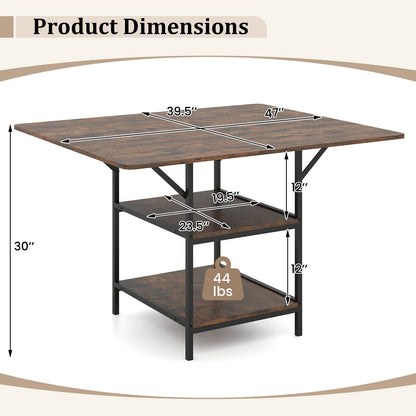 47 Inch Rectangular Dining Table with 2 Open Storage Shelves and Sturdy Metal Legs for 4-6