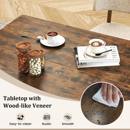 47 Inch Rectangular Dining Table with 2 Open Storage Shelves and Sturdy Metal Legs for 4-6