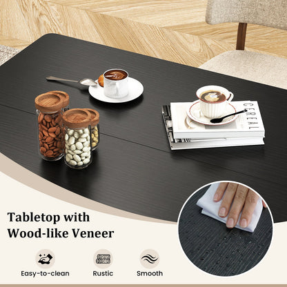 47 Inch Rectangular Dining Table with 2 Open Storage Shelves and Sturdy Metal Legs for 4-6