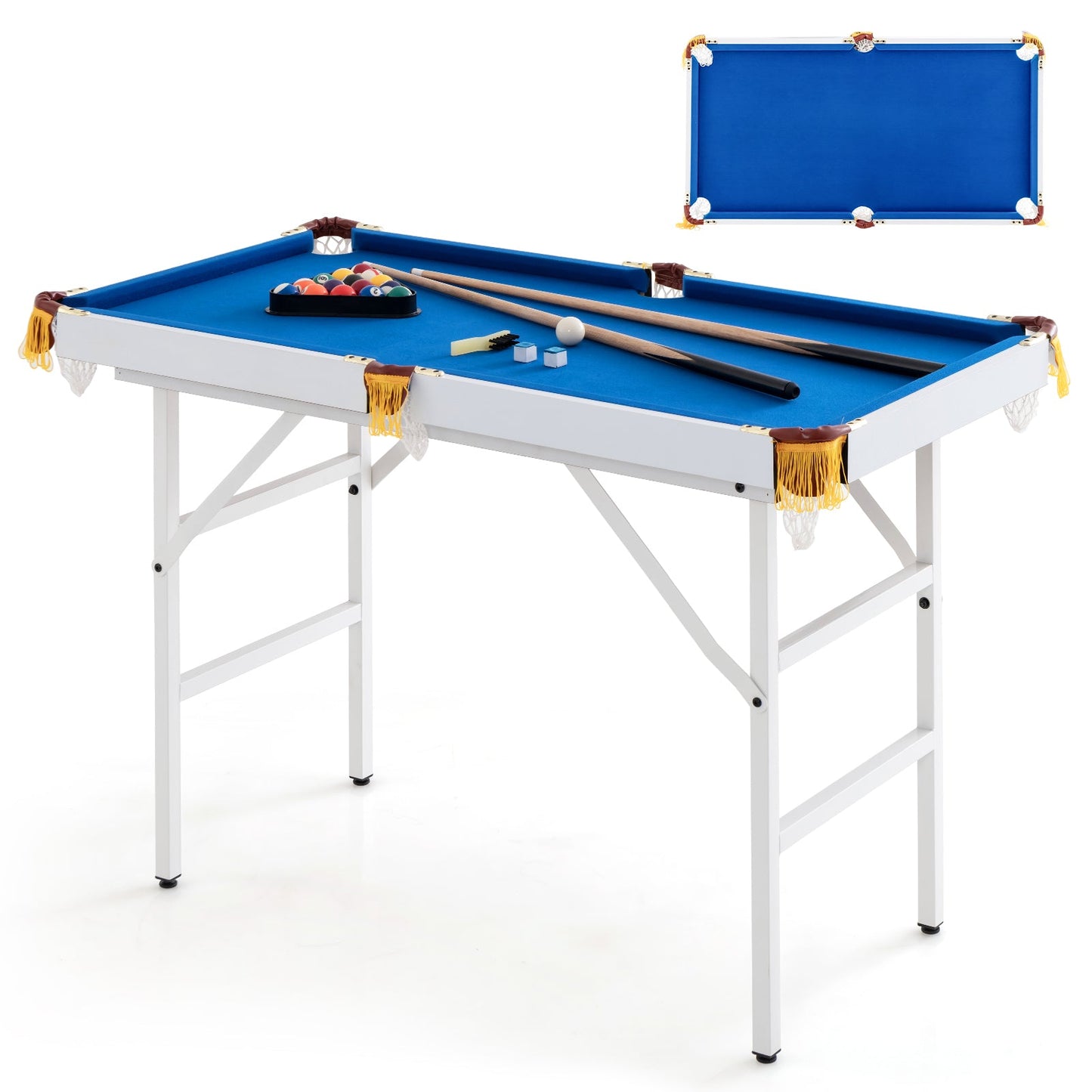 47 Inch Folding Billiard Table with Cues and Brush Chalk
