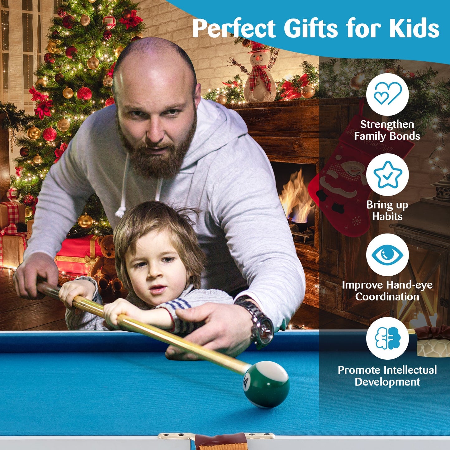 47 Inch Folding Billiard Table with Cues and Brush Chalk