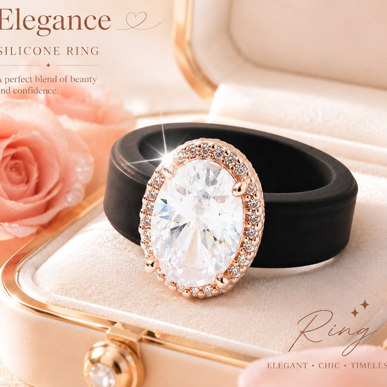 Niche Silicone Ring With Zircon Inlays