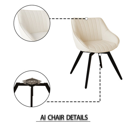 63' medieval modern cream style MDF dining table and beige PU dining chair set,