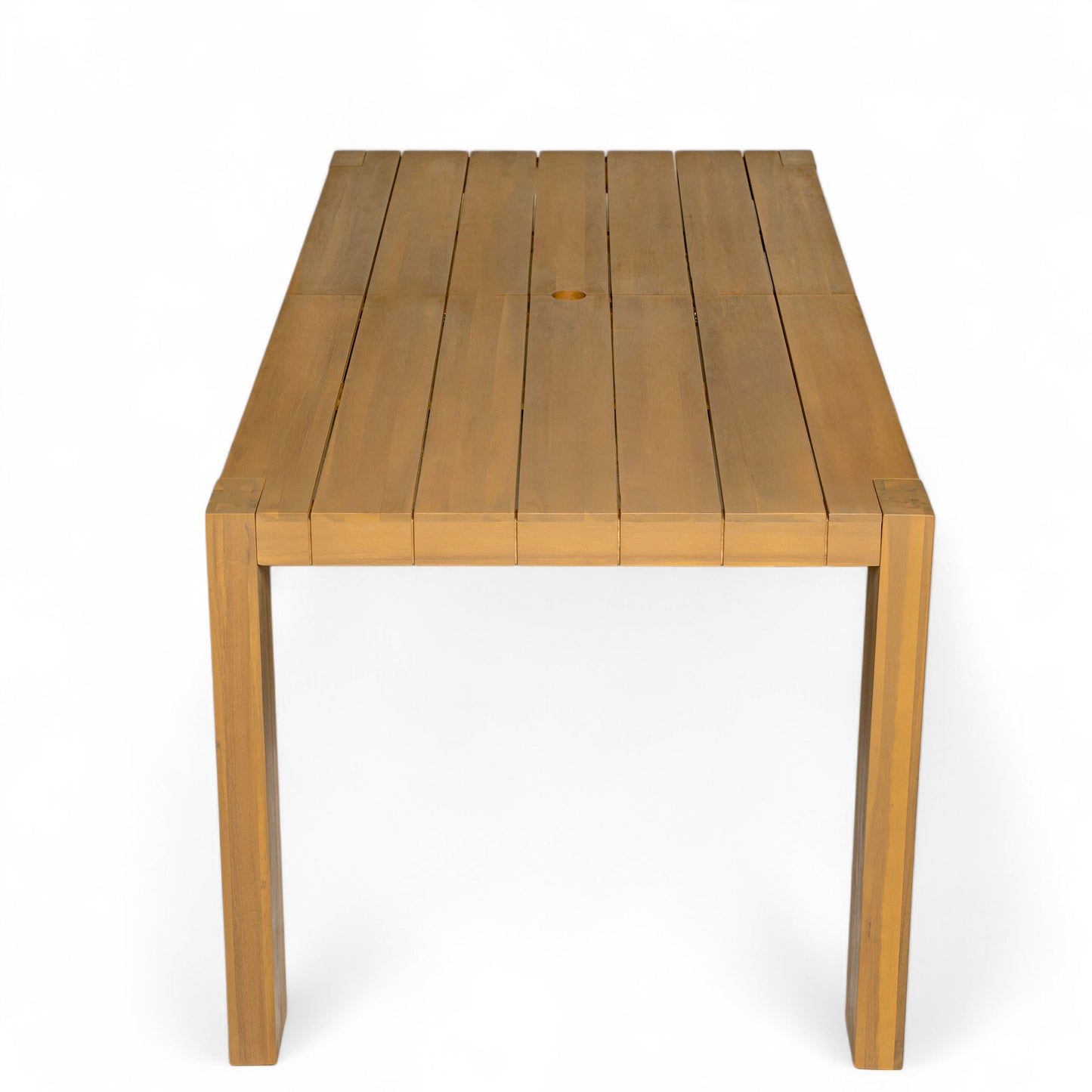Outdoor Dining Set Acacia Wood Light Teak 7 Piece Rectangle Seats 6
