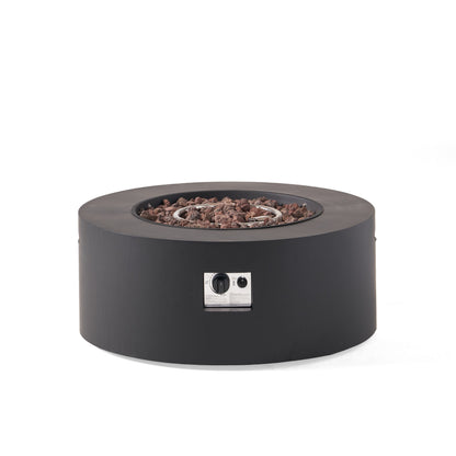 Modern Iron Propane Fire Pit, 32' Round, 40,000 BTU, Dark Grey Finish