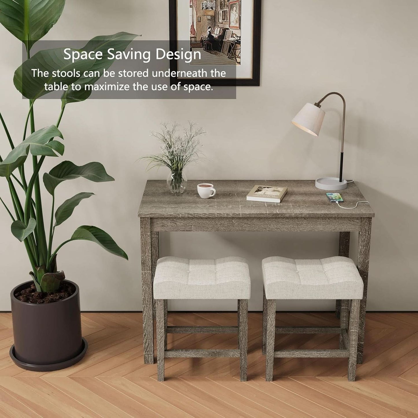 Sophisticated Walnut Finish Counter Height Bar Table