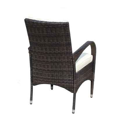 Outdoor Conversation Set PE Rattan Steel Brown Beige Cushion 3 Piece