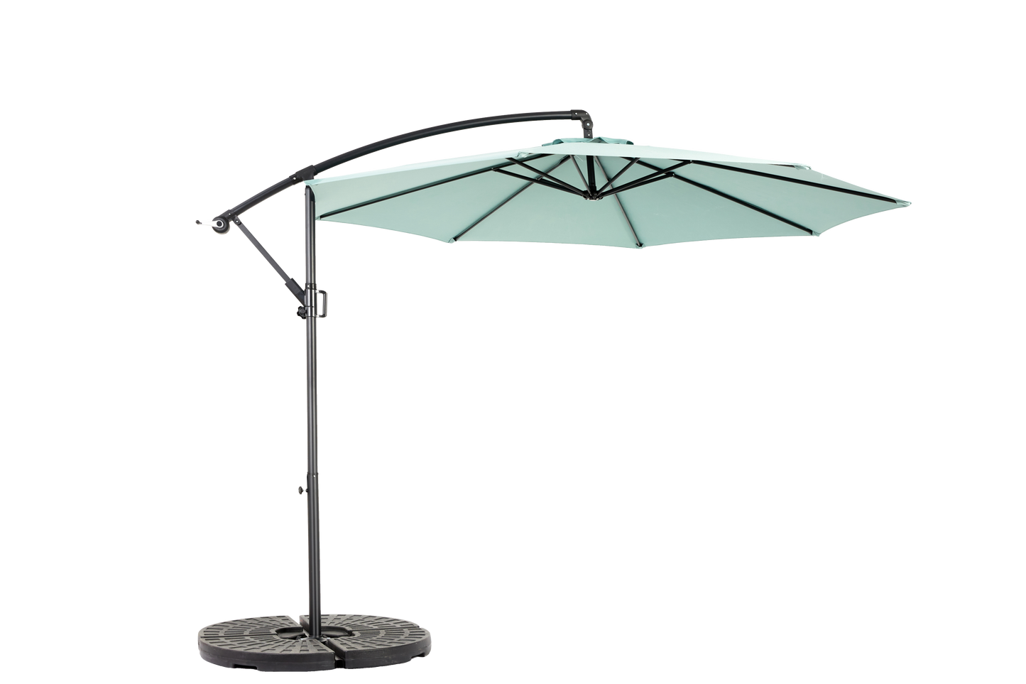 10ft Offset Hanging Market Patio Umbrella w-Easy Tilt Adjustment, Light Green