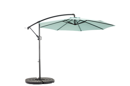 10ft Offset Hanging Market Patio Umbrella w-Easy Tilt Adjustment, Light Green
