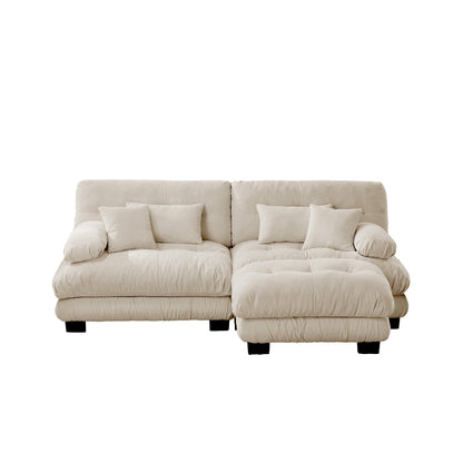 Sectional Sofa Cloud Style Chenille Light Coffee 2 Seat Convertible