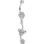 Clear Gem Delicate Delight Butterfly Flower Dangle Belly Ring