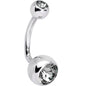 Black Diamond J-Curve Belly Ring Created with Crystals