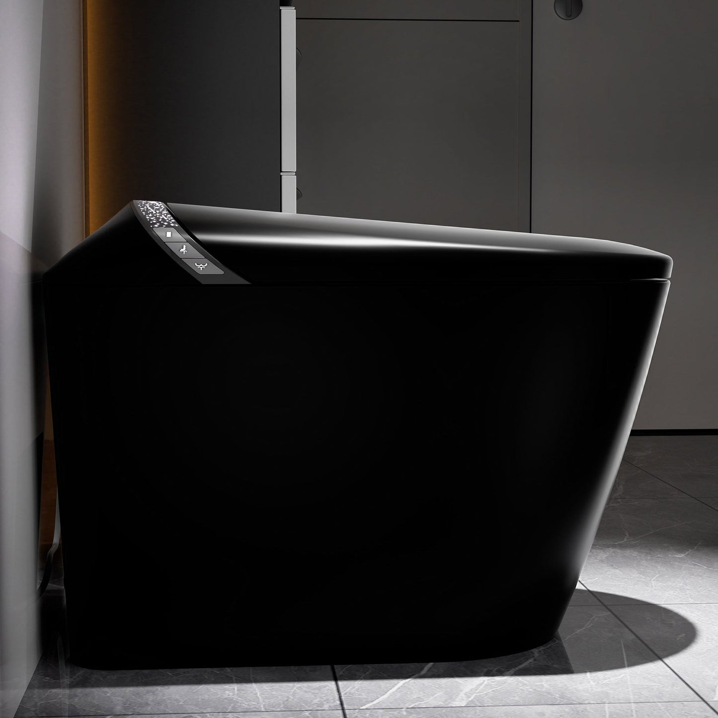 Smart Toilet Matte Black Bidet Built-In Auto Lid Heated Seat 1.28 GPF
