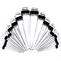 14G to 00G 18 Piece Set Ear Stretching Kit in Clear Acrylic