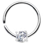 18G 3/8 925 Silver Clear CZ Daith Tragus Earring