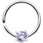 18G 3/8 925 Silver Purple CZ Daith Tragus Earring